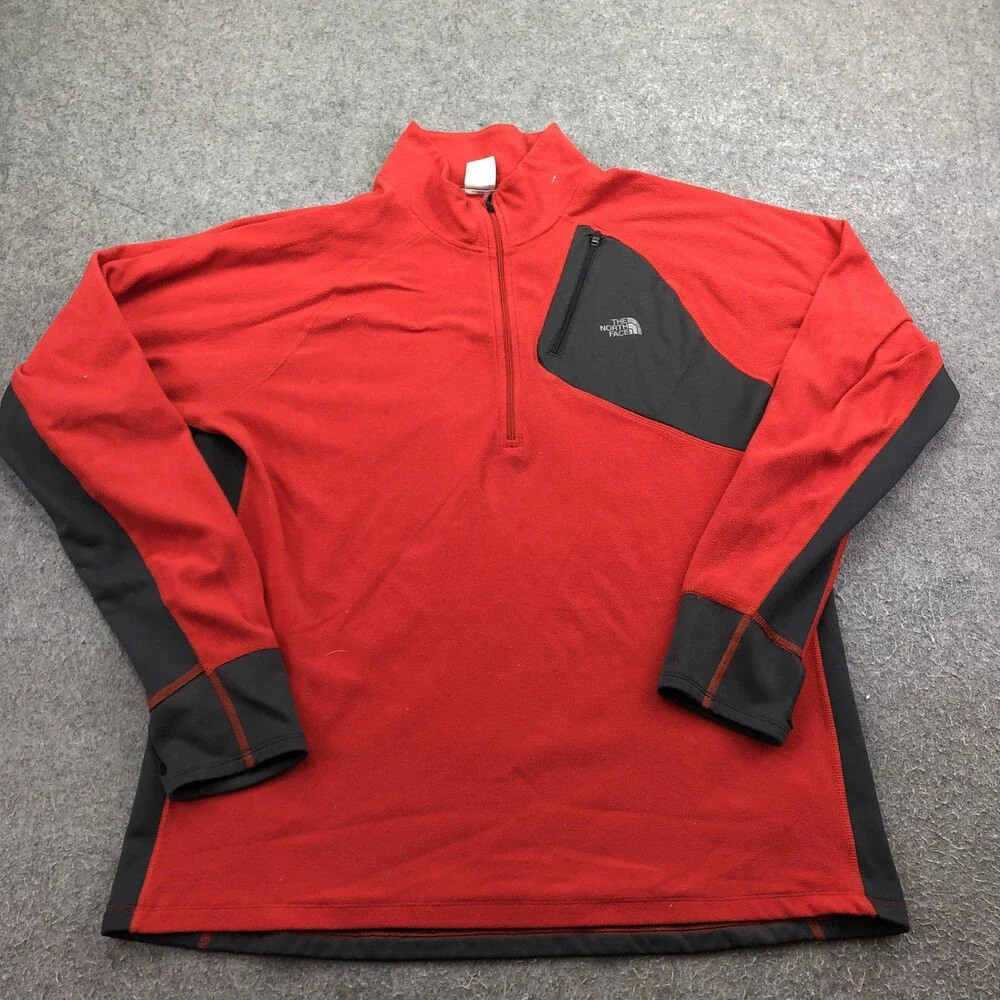 The North Face Pullover Mens XL Red 1/4 Zip Long Sleeve Flight Series Fleece Top